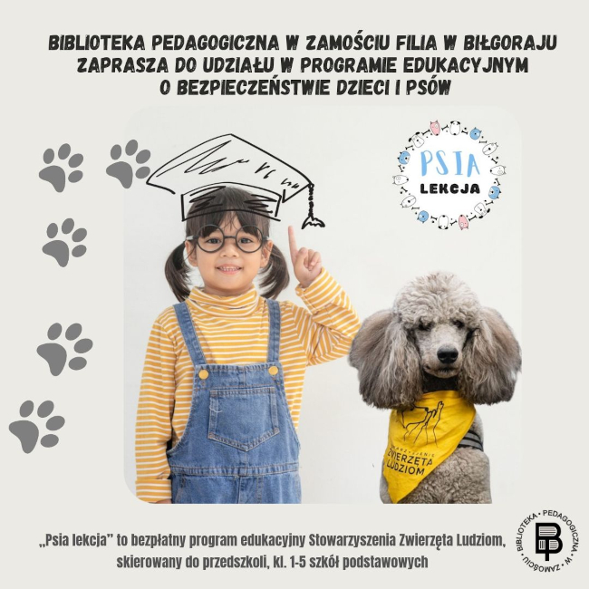 PSIA LEKCJA – plakat programu edukacyjnego Biblioteki Pedagogicznej w Biłgoraju