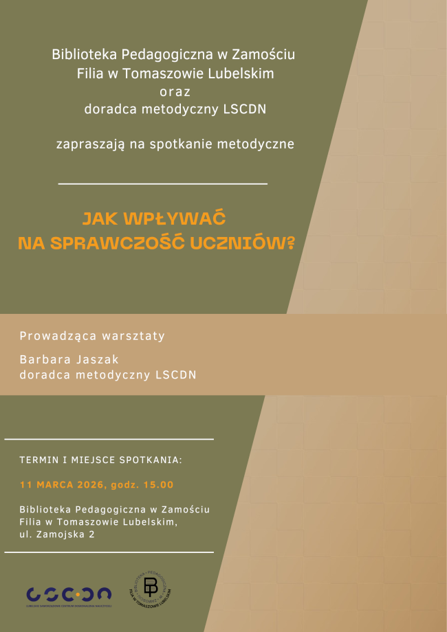 Plakat – informacja o spotkaniu metodycznym dla nauczycieli języka polskiego